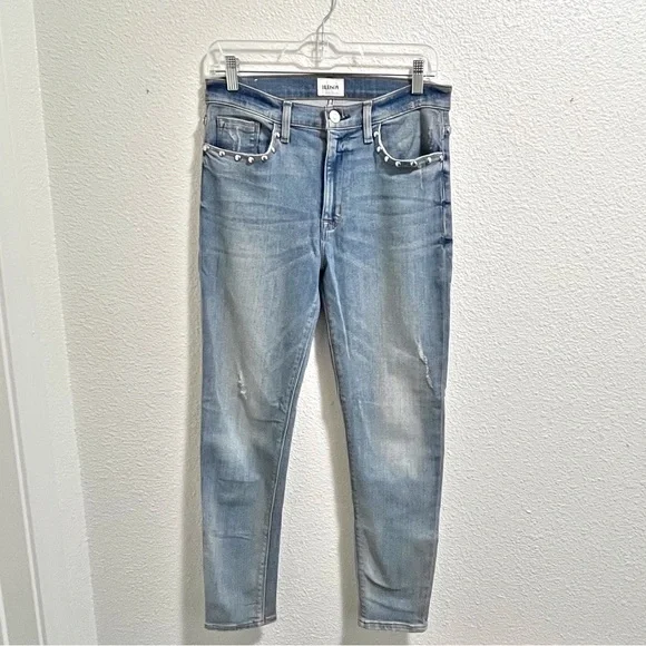 Hudson Jeans Barbra High Waist Cropped Metal Studded Accent Jeans Size 29 - Picture 2 of 9